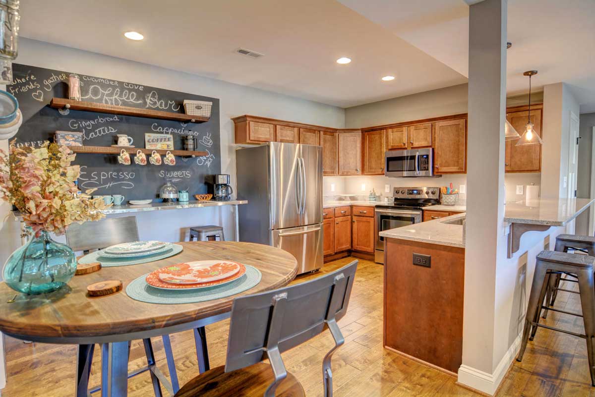 Vintage kitchen cabinets with marble countertop