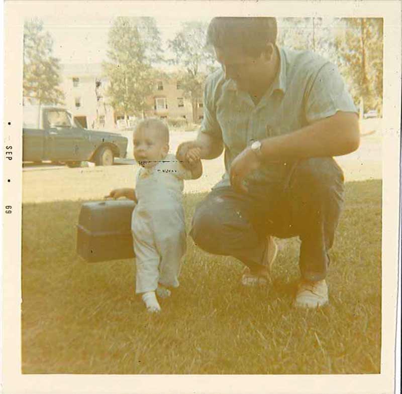 Old image of a father and son